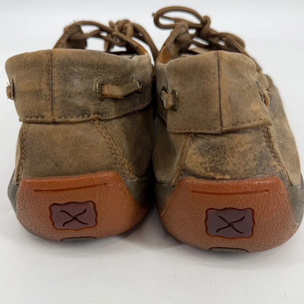 Twisted X Mens Brown Distressed‎ Leather Driving Loafers Boat Shoes 11.5 M